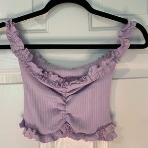 Lilac ruffled crop top